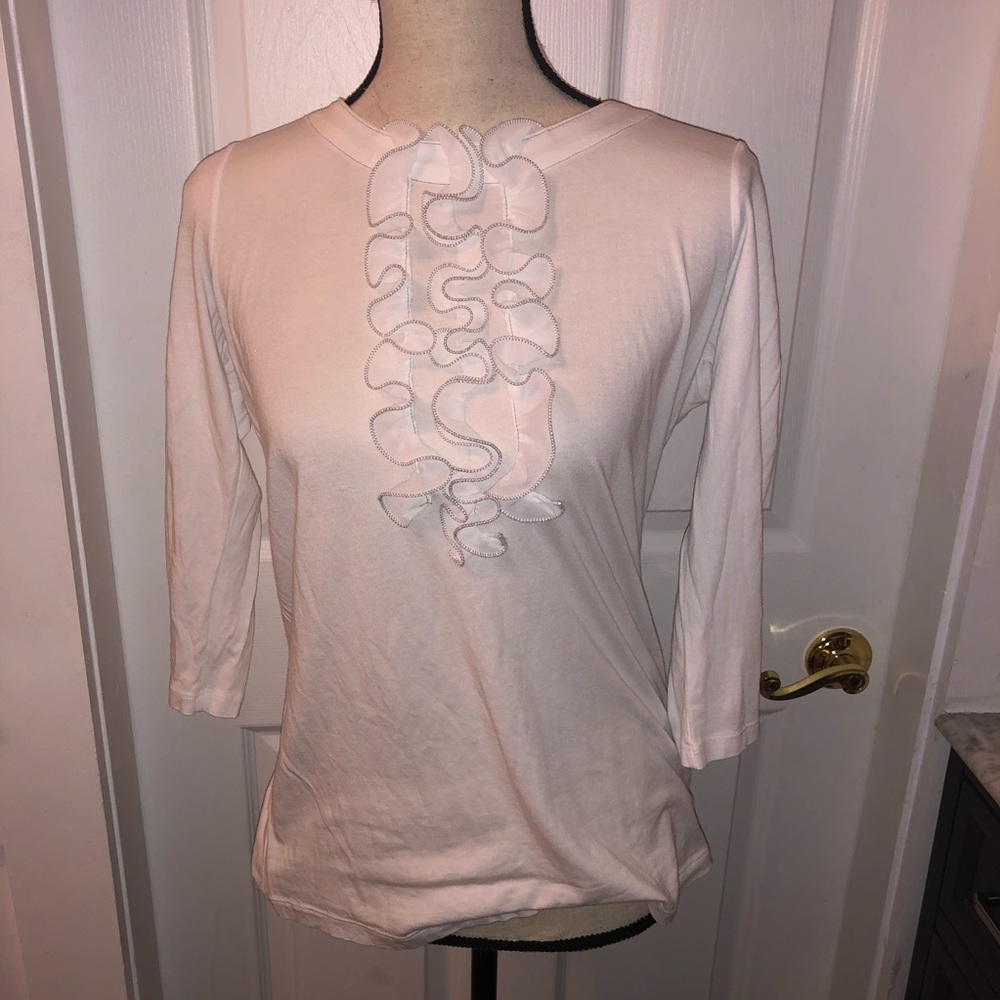 Gap blouse white M ruffle front